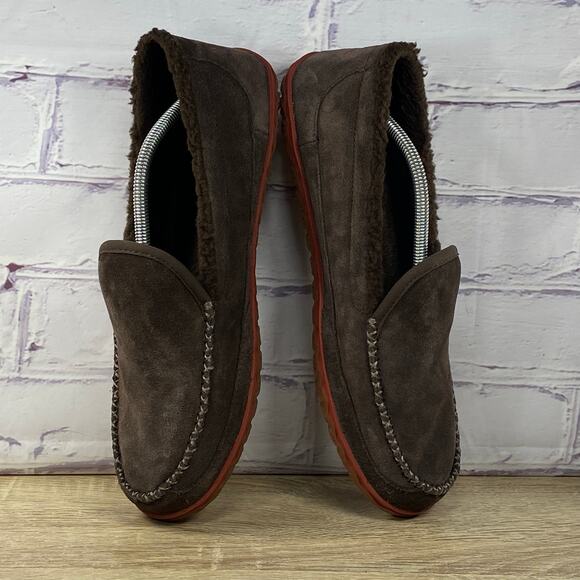LL Bean Mountain Slipper Scuffs Fleece Lined Brown Suede Slip On Men\'s Size 12 main image 6